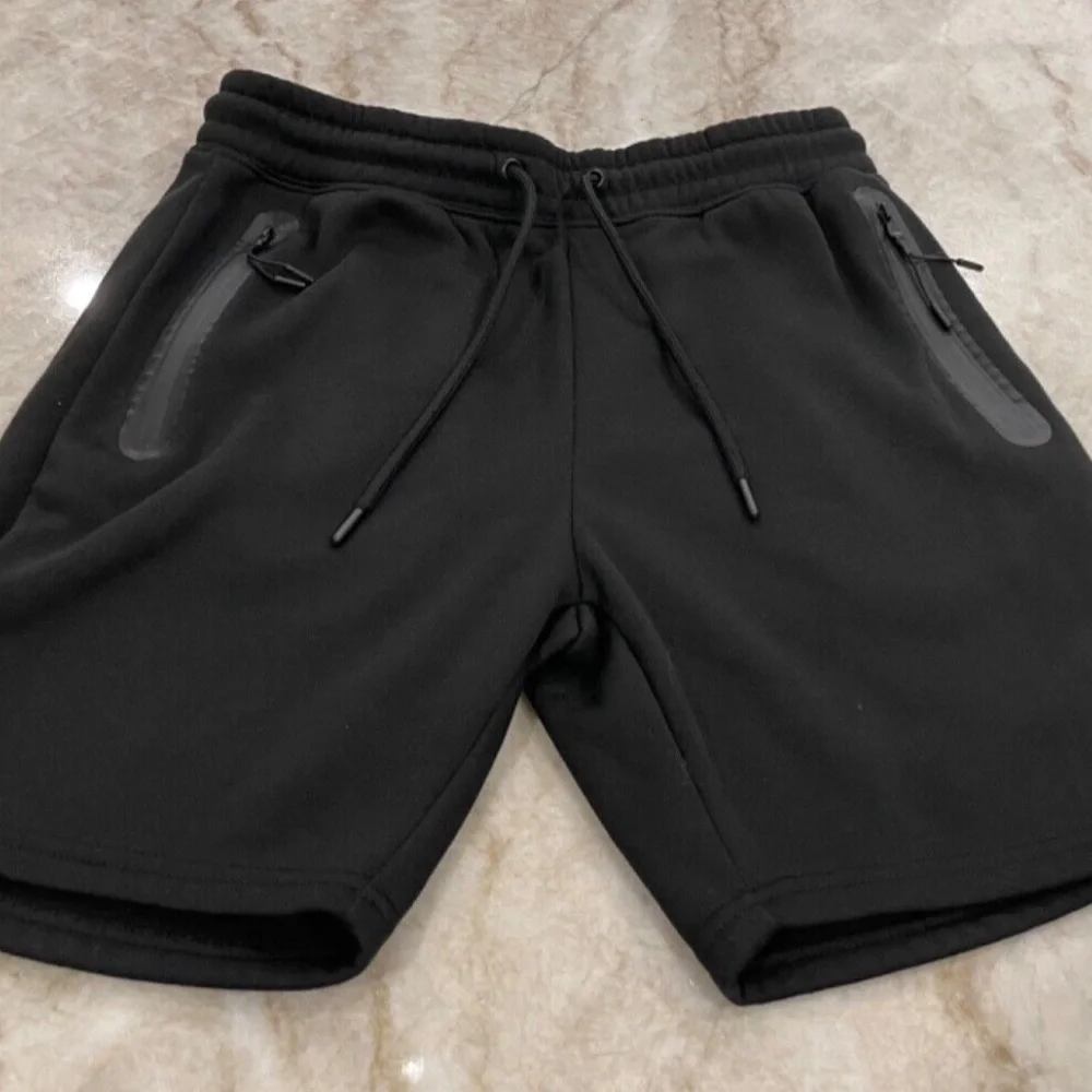 THLETEX Men's Sweat Shorts; Zippered Pockets;‎ Black; Size S